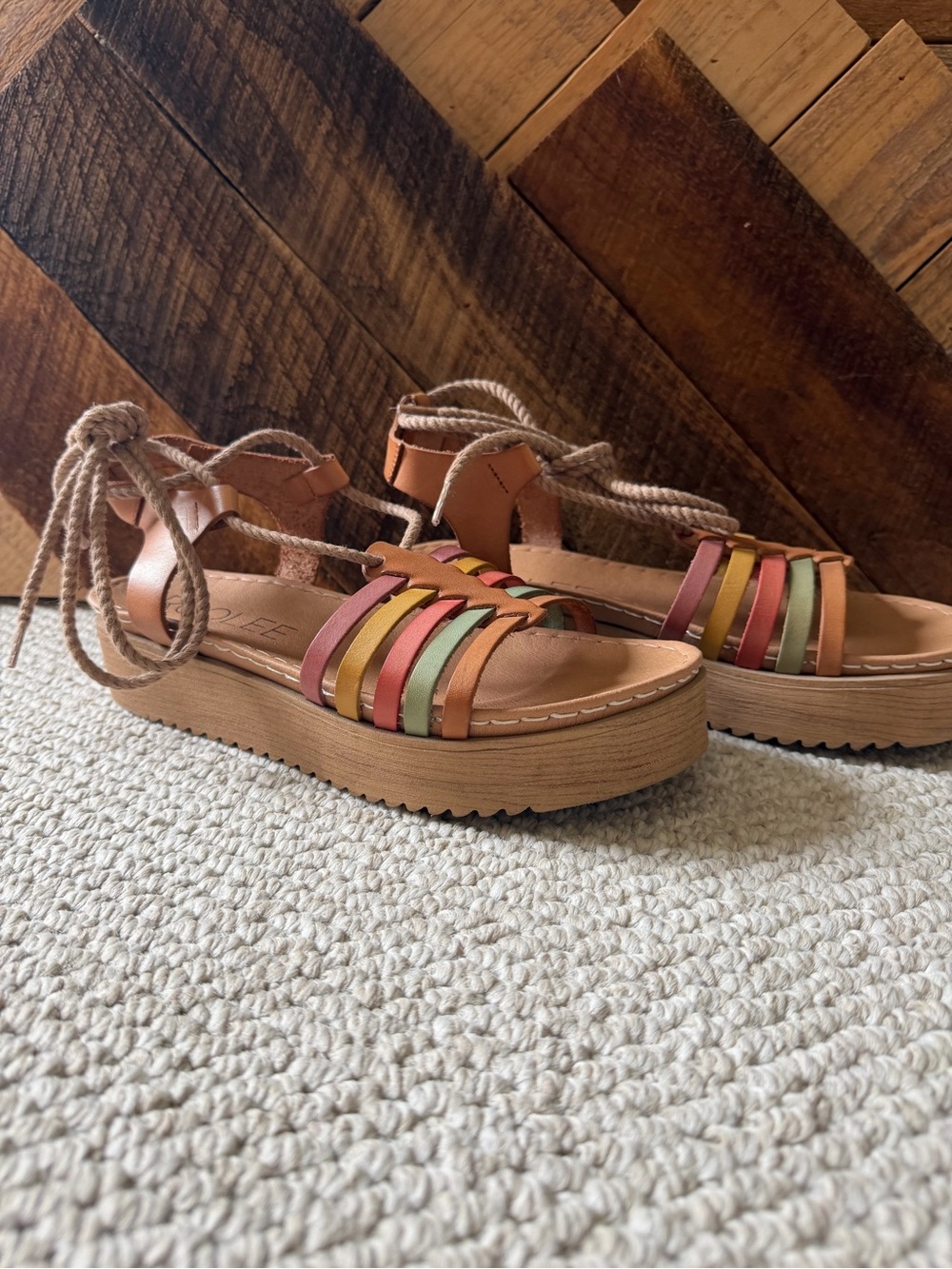 Roolee Multicolor Strappy Platform Espadrille Sandals size 38 EX condition